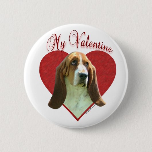 Mijn Basset Hound Valentijn Ronde Button 5,7 Cm (Voorkant)