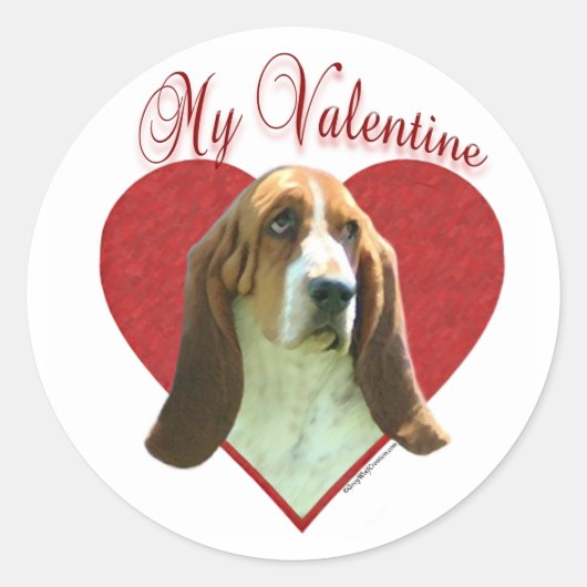 Mijn Basset Hound Valentijn Ronde Sticker (Voorkant)