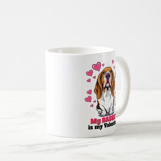 Mijn Basset is mijn Valentijn Schattige Basset Hou Koffiemok (Voorkant rechts)