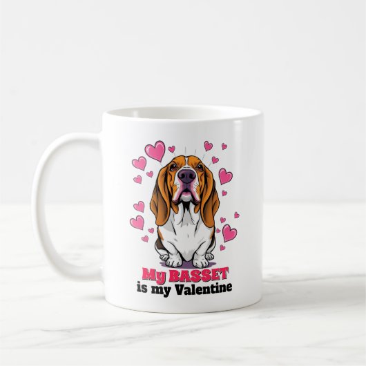 Mijn Basset is mijn Valentijn Schattige Basset Hou Koffiemok (Links)