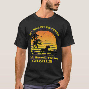 Mijn Beach Partner Sunset Palm Jack Russell Terrie T-shirt