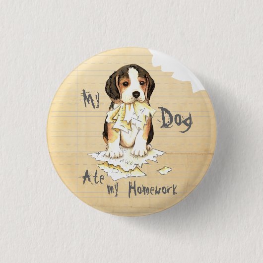 Mijn Beagle Ate Mijn Homework Ronde Button 3,2 Cm (Voorkant)