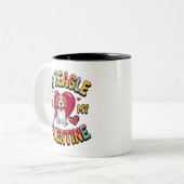 Mijn Beagle is mijn Valentijn, de dag van de Valen Tweekleurige Koffiemok (Voorkant links)