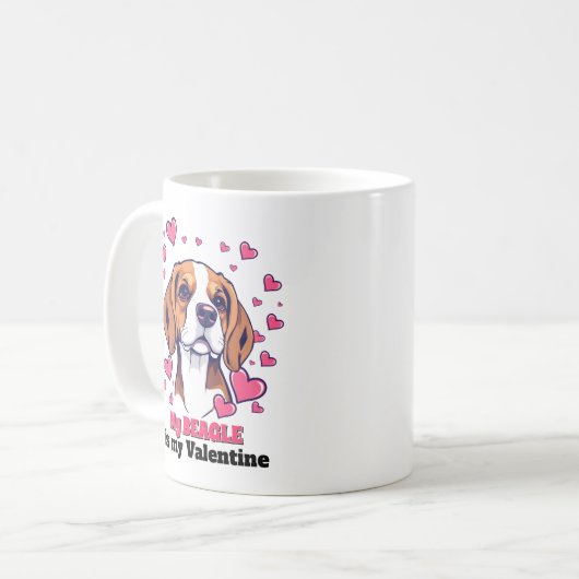 Mijn Beagle is mijn Valentijn Schattige Funny Koffiemok (Voorkant links)