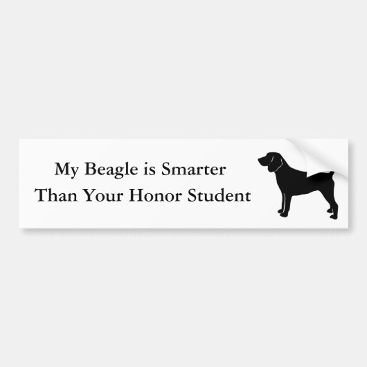 Mijn beagle is slimmer dan je goede student bumpersticker (Voorkant)
