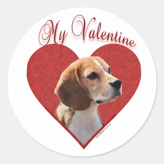Mijn Beagle Valentijn Ronde Sticker (Voorkant)