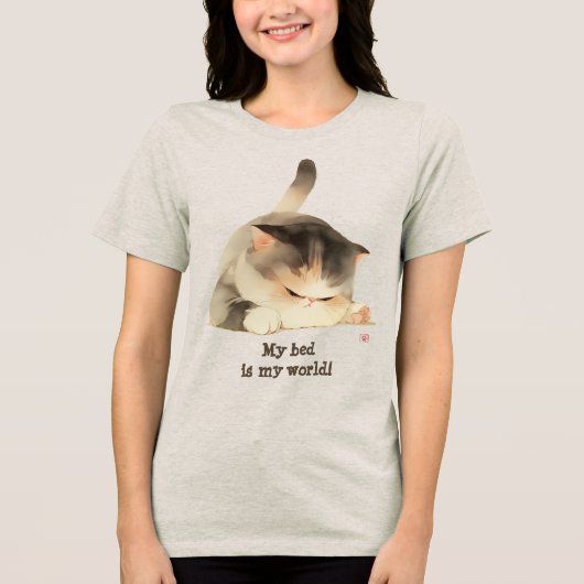 Mijn bed is mijn wereld Tri-Blend shirt (Voorkant)