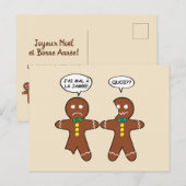 Mijn been Hurts Gingerbrood Cookie in de Franse fe Feestdagenkaart (Voorkant / Achterkant)