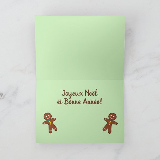 Mijn been Hurts Gingerbrood Cookie in het Frans Gr Feestdagen Kaart (Binnen)