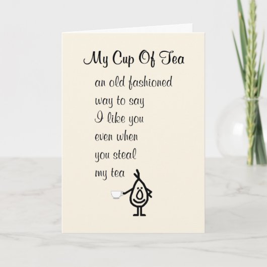 Mijn bek van Tea is een grappige denking van je ge Bedankkaart (Voorkant)