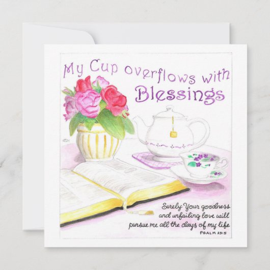 Mijn beker overloopt met Scripture Lavender Tea Pa Kaart (Achterkant)