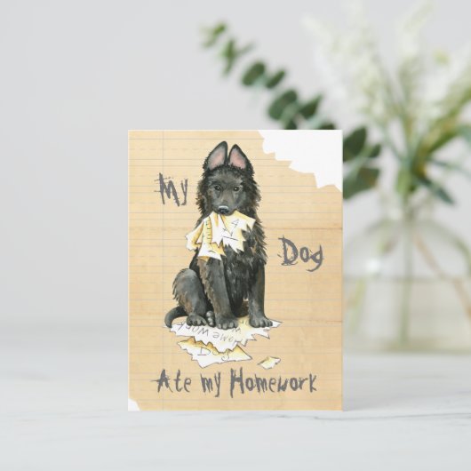 Mijn Belgische Sheepdog Ate Mijn thuiswerk Briefkaart (Staand voorkant)