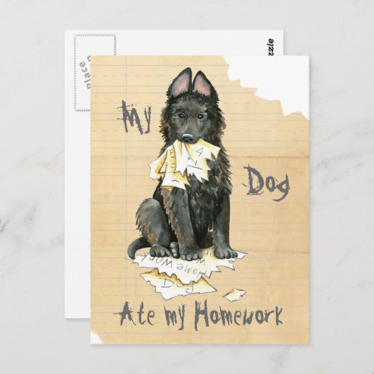 Mijn Belgische Sheepdog Ate Mijn thuiswerk Briefkaart (Voorkant / Achterkant)