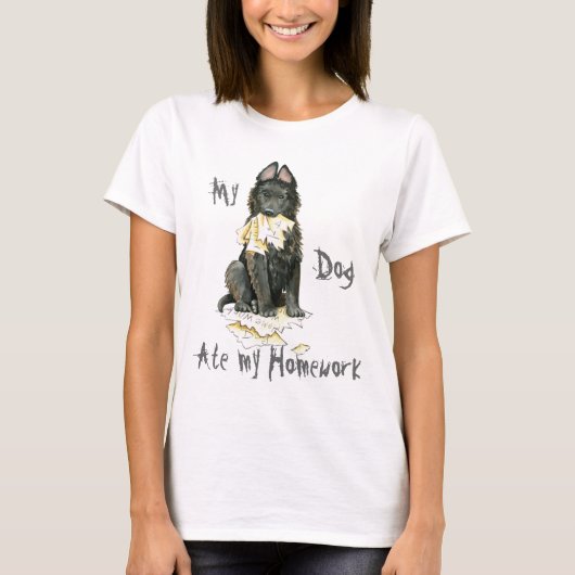 Mijn Belgische Sheepdog Ate Mijn thuiswerk T-shirt (Voorkant)