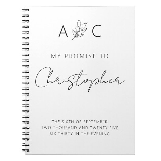 Mijn belofte belooft hem minimalistisch elegant mo notitieboek (Voorkant)
