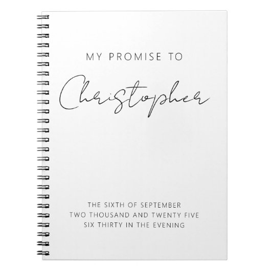 Mijn belofte belooft hem minimalistisch elegant mo notitieboek (Voorkant)