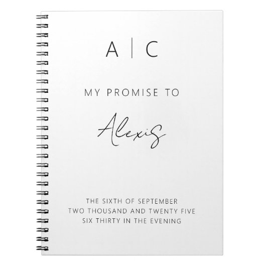 Mijn belofte haar geloften minimalistisch elegant  notitieboek (Voorkant)