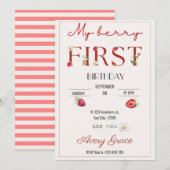 Mijn Berry First Birthday Cute Strawberries Kaart (Voorkant / Achterkant)
