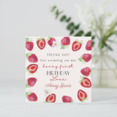 Mijn Berry First Birthday Cute Strawberry Dank je (Staand voorkant)