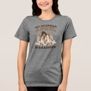 Mijn beschermengel is uitgeput Vintage Grafisch Tri-Blend Shirt