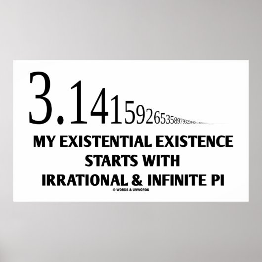 Mijn bestaan begint met irrationele pi poster (Voorkant)