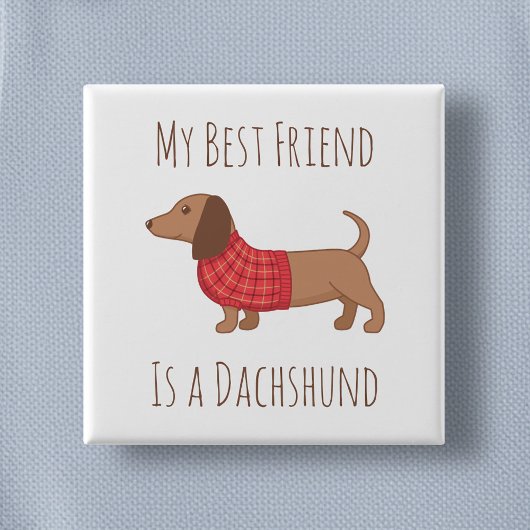 Mijn beste vriend Dachshund Wiener Dog Red Sweater Vierkante Button 5,1 Cm