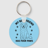 Mijn beste vriend heeft vier poten Goud Retriever Sleutelhanger (Voorkant)