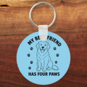 Mijn beste vriend heeft vier poten Goud Retriever Sleutelhanger (Voorkant)