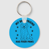 Mijn beste vriend heeft vier poten Goud Retriever Sleutelhanger (Achterkant)