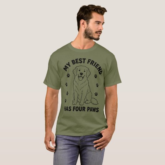 Mijn beste vriend heeft vier poten Goud Retriever T-shirt (Voorkant volledig)