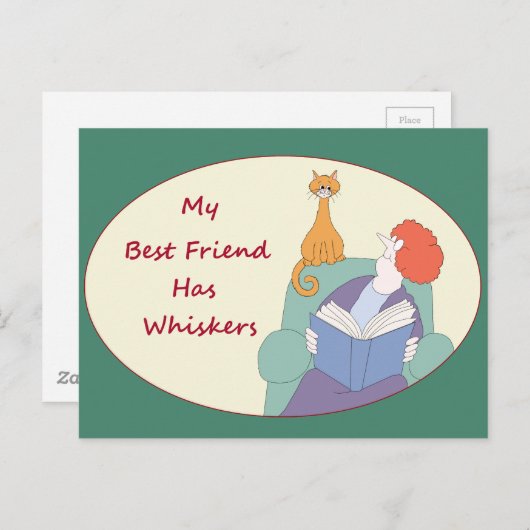 Mijn beste vriend heeft whiskers briefkaart (Voorkant / Achterkant)