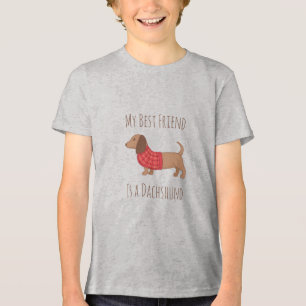 Mijn beste vriend is Dachshund Wiener Hond Red Swe Tri-Blend Shirt