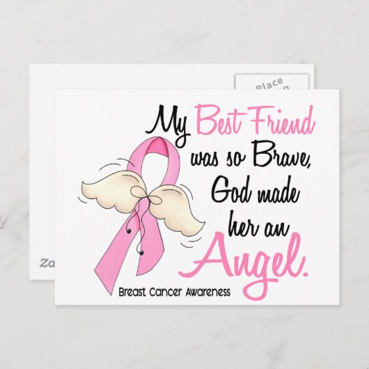 Mijn beste vriend is een engel 2 borstkanker briefkaart (Voorkant / Achterkant)