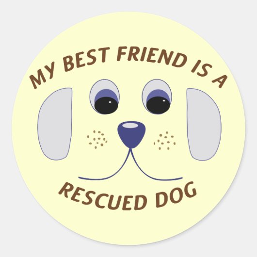 Mijn beste vriend is een geredde hond ronde sticker (Voorkant)