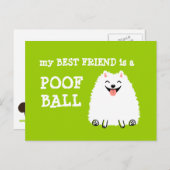 Mijn beste vriend is een Poof Ball - Funny Pommere Briefkaart (Voorkant / Achterkant)