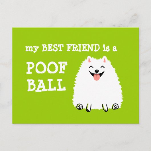 Mijn beste vriend is een Poof Ball - Funny Pommere Briefkaart (Voorkant)