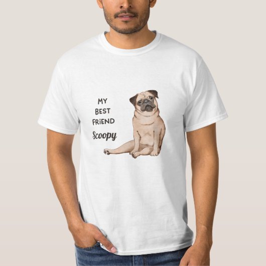 Mijn beste vriend is een Pug Custom Name T-shirt (Voorkant)