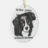 Mijn beste vriend is een zwarte en witte Engelse S Keramisch Ornament (Rechts)