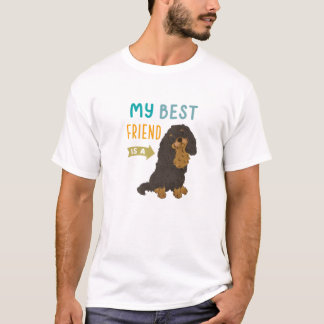 Mijn beste vriend is een zwarte Tan Cavalier King  T-shirt