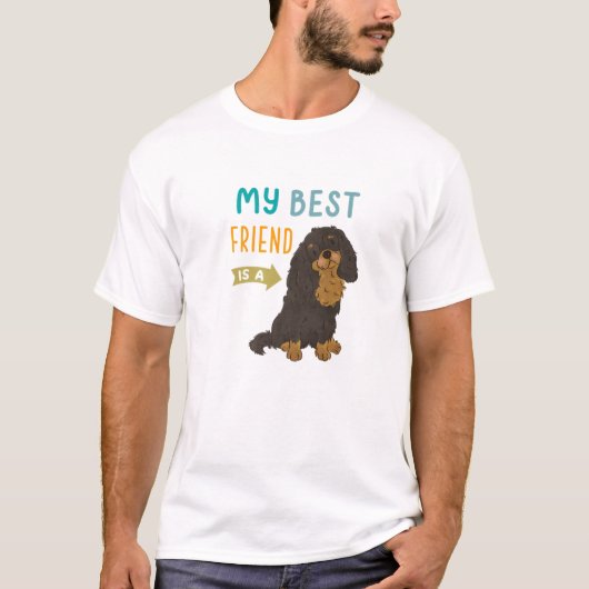 Mijn beste vriend is een zwarte Tan Cavalier King  T-shirt (Voorkant)