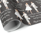 Mijn beste vriend is mijn Bridesmaid Black Cadeaupapier (Rol Hoek)