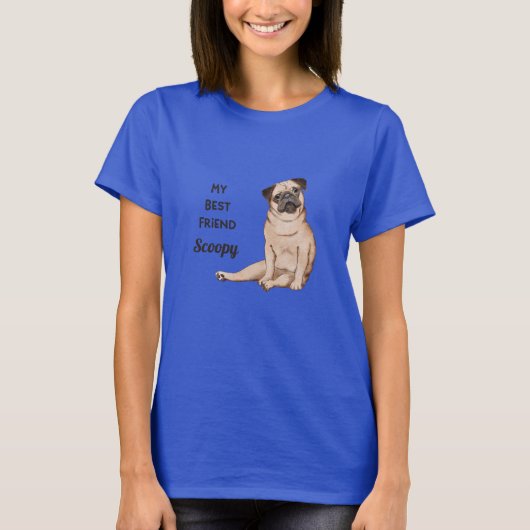 Mijn beste vriend Pug T-shirt met eigen naam (Voorkant)