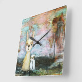 Mijn beste vriend Whimsical Konijn Uil Bos Kunst Vierkante Klok (Hoek)