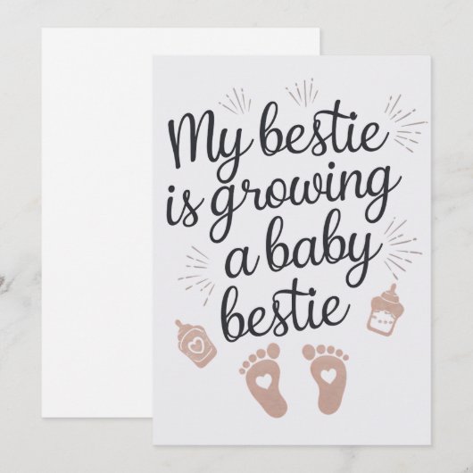 Mijn Bestie Groeit Een Baby Bestie Funny Zwangersc Feestdagenkaart (Voorkant / Achterkant)