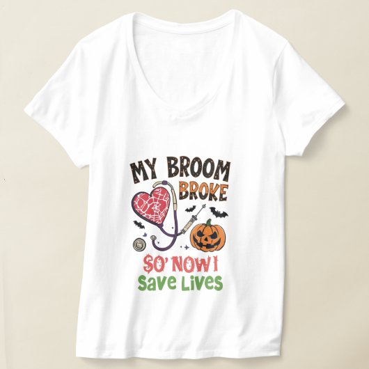 Mijn bezem brak, dus nu red ik levens - grappige v t-shirt (Laagn)
