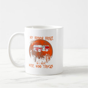 Mijn bezem brak dus rijden we woo vrachtwagens bra koffiemok