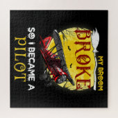 Mijn bezem brak dus werd ik piloot Halloween cadea Legpuzzel (Horizontaal)