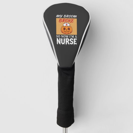 Mijn Bezem Brak Verpleegster Halloween Golfheadcover (Voorkant)