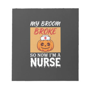 Mijn Bezem Brak Verpleegster Halloween Notitieblok