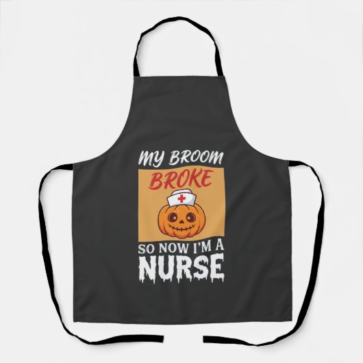 Mijn Bezem Brak Verpleegster Halloween Schort (Voorkant)